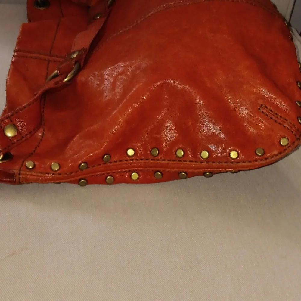 Fossil brass studded leather hobo bag - Picture 5 of 9